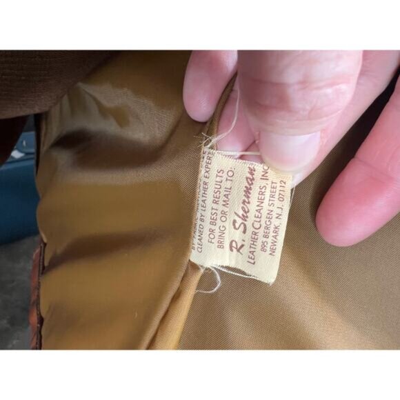 Leather Jacket sherpa lining carmel groovy 1970s - Picture 12 of 12